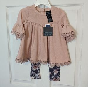 24m girls set with floral leggings and pink top